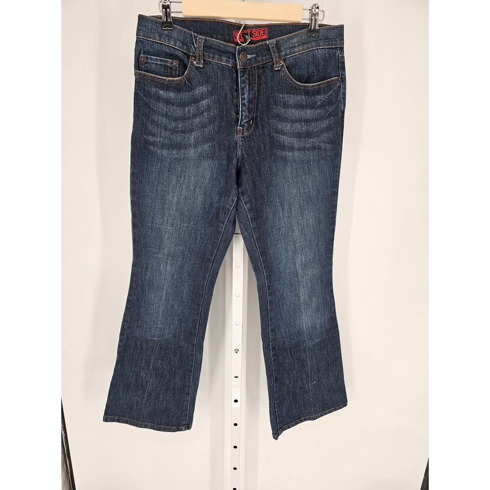 West Side Women's Blue Mid Rise Wide Leg Cotton Pockets Pants Size 10 Petite